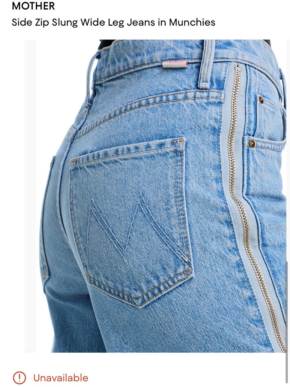 MOTHER Side-Zip Wide Leg Jeans 28 NWT original $338